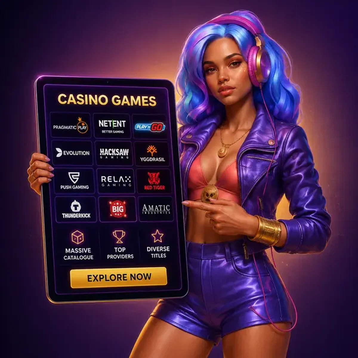 Curatore dello studio Coolzino Casino Games che presenta diversi provider di giochi su schermo tablet luminoso