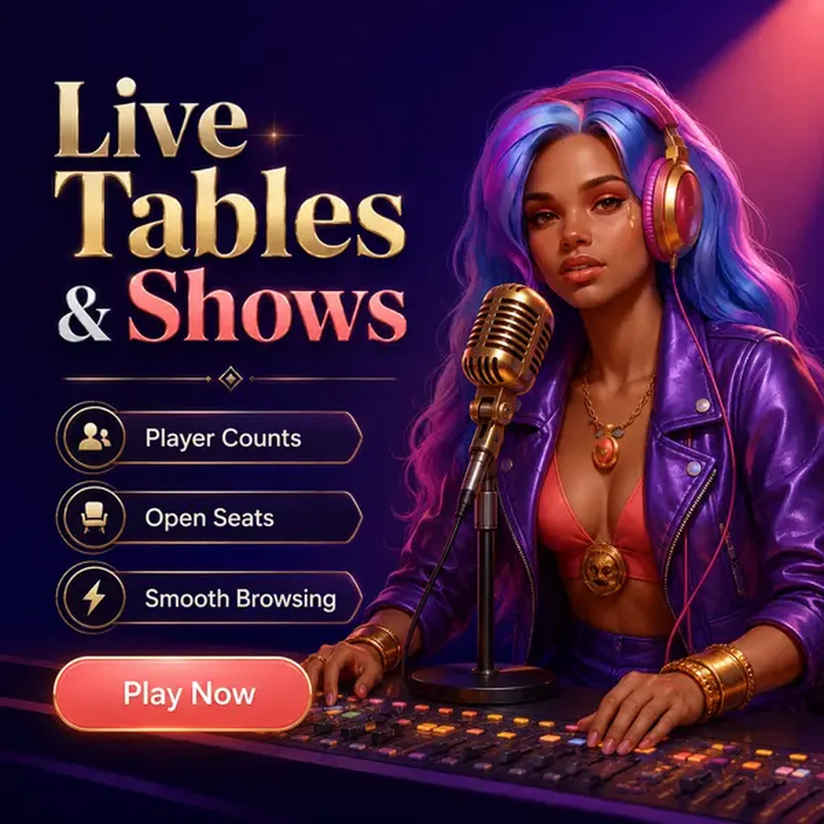 Dealer live che ospita game show al Coolzino Casino con microfono vintage